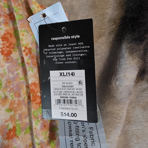 Floral Ruffle Hem Tank Top - Orange & Pastel Floral - Picture 2 of 2